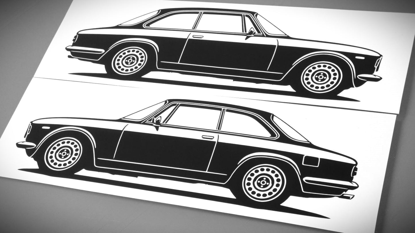 alfa romeo giulia 1600 gt aufkleber sticker silhouette seitenansicht links und rechts