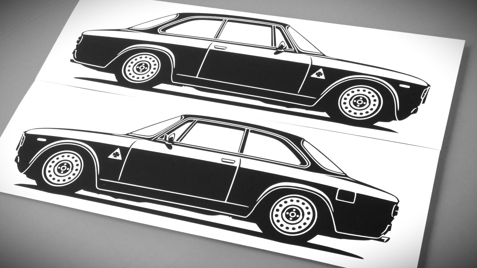 alfa romeo giulia gta aufkleber sticker silhouette seitenansicht links und rechts
