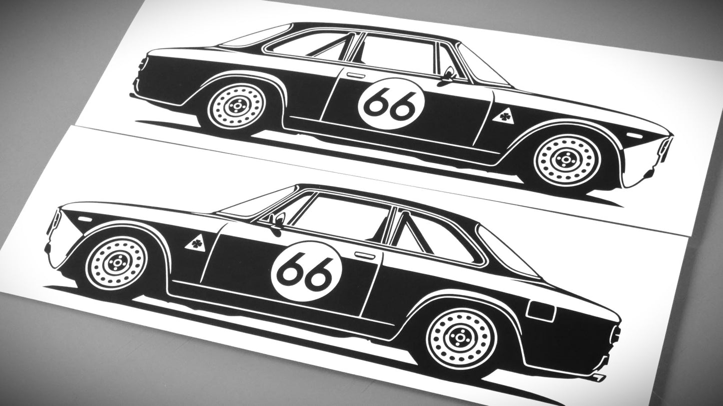 alfa romeo giulia gta tourenwagen aufkleber sticker silhouette seitenansicht links und rechts