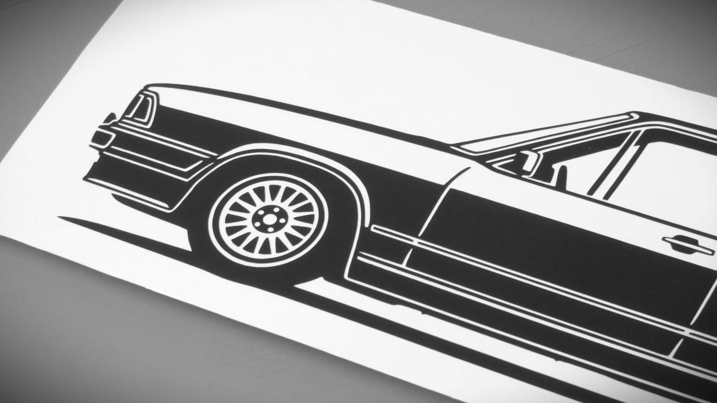 audi 200 Typ43 aufkleber sticker silhouette detailansicht front