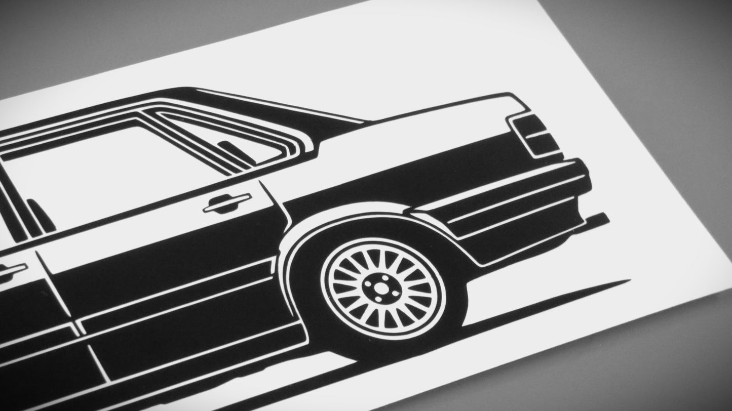 audi 80 B2 Facelift aufkleber sticker silhouette detailansicht heck