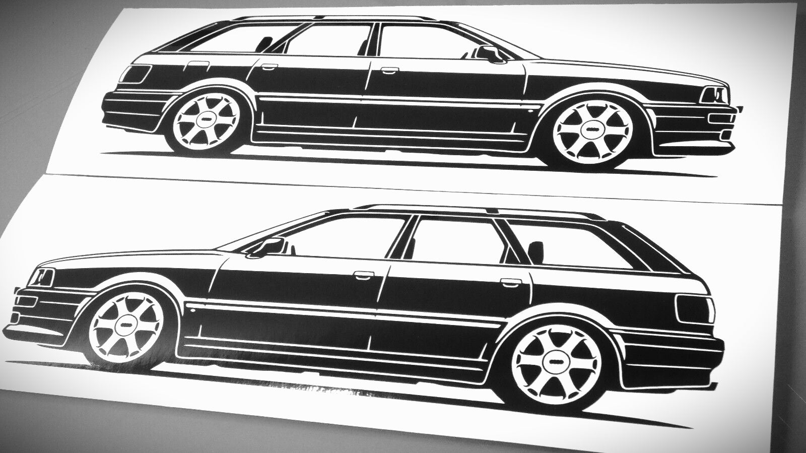 audi 80 b4 s2 avant aufkleber sticker silhouette fahrzeugansicht rechts und links
