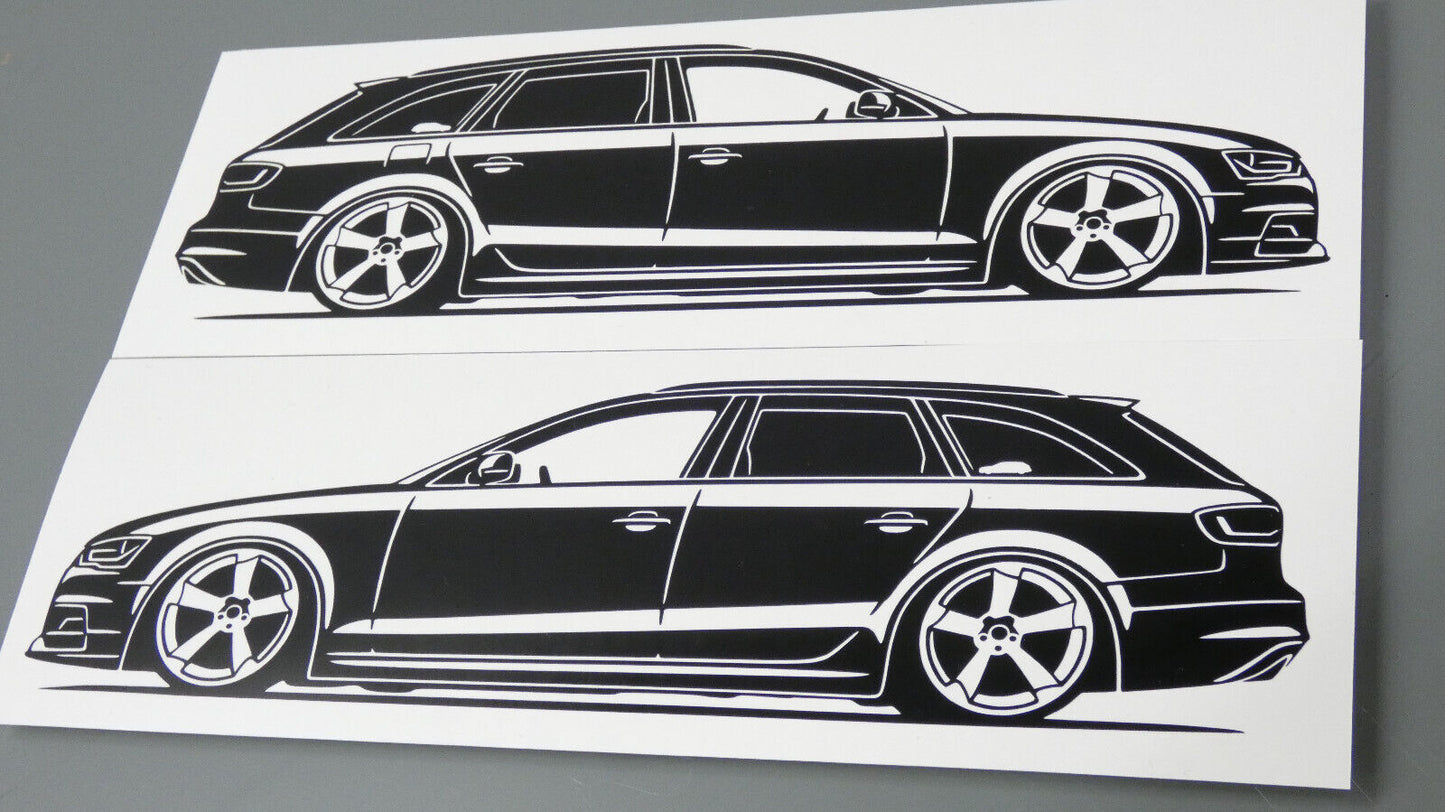 audi a4 b8 avant facelift rotor felgen aufkleber sticker silhouette fahrzeugseitenansicht links und rechts