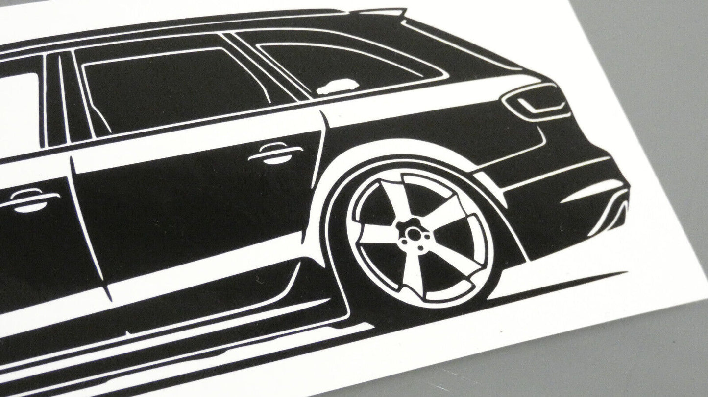 audi a4 b8 avant facelift rotor felgen aufkleber sticker silhouette detailansicht heck