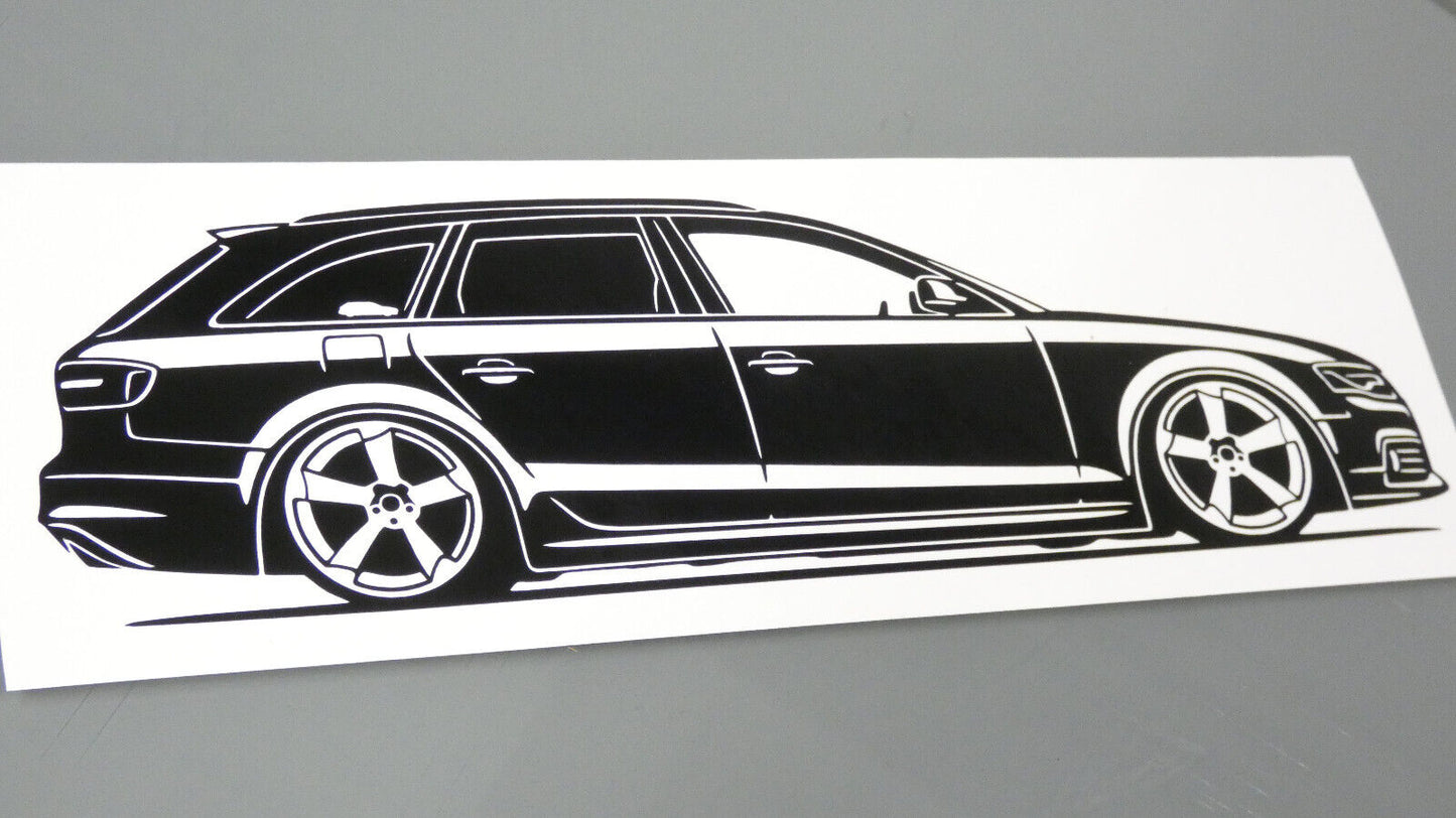 audi a4 b8 avant rotor felgen aufkleber sticker silhouette fahrzeugseitenansicht rechts