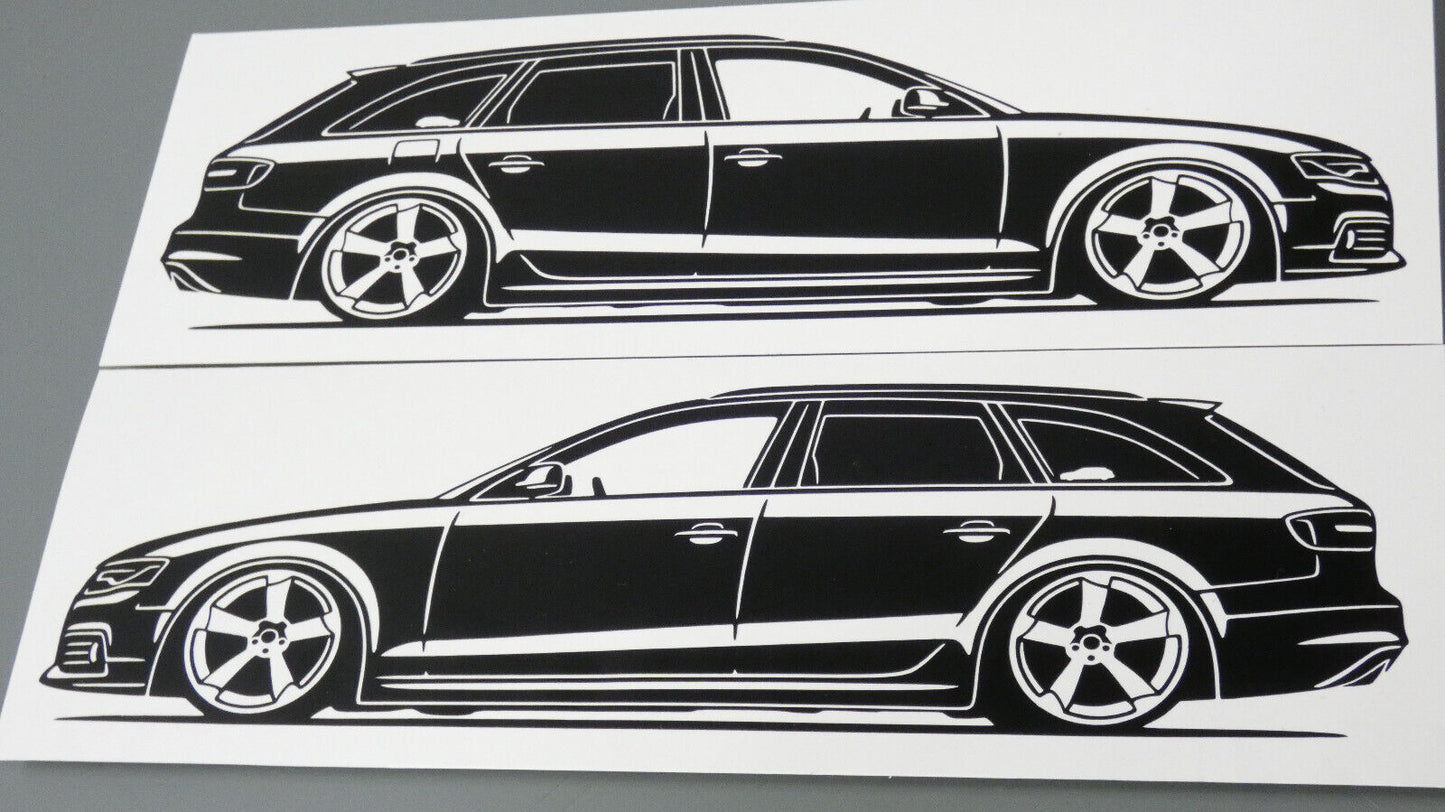 audi a4 b8 avant rotor felgen aufkleber sticker silhouette fahrzeugseitenansicht links und rechts