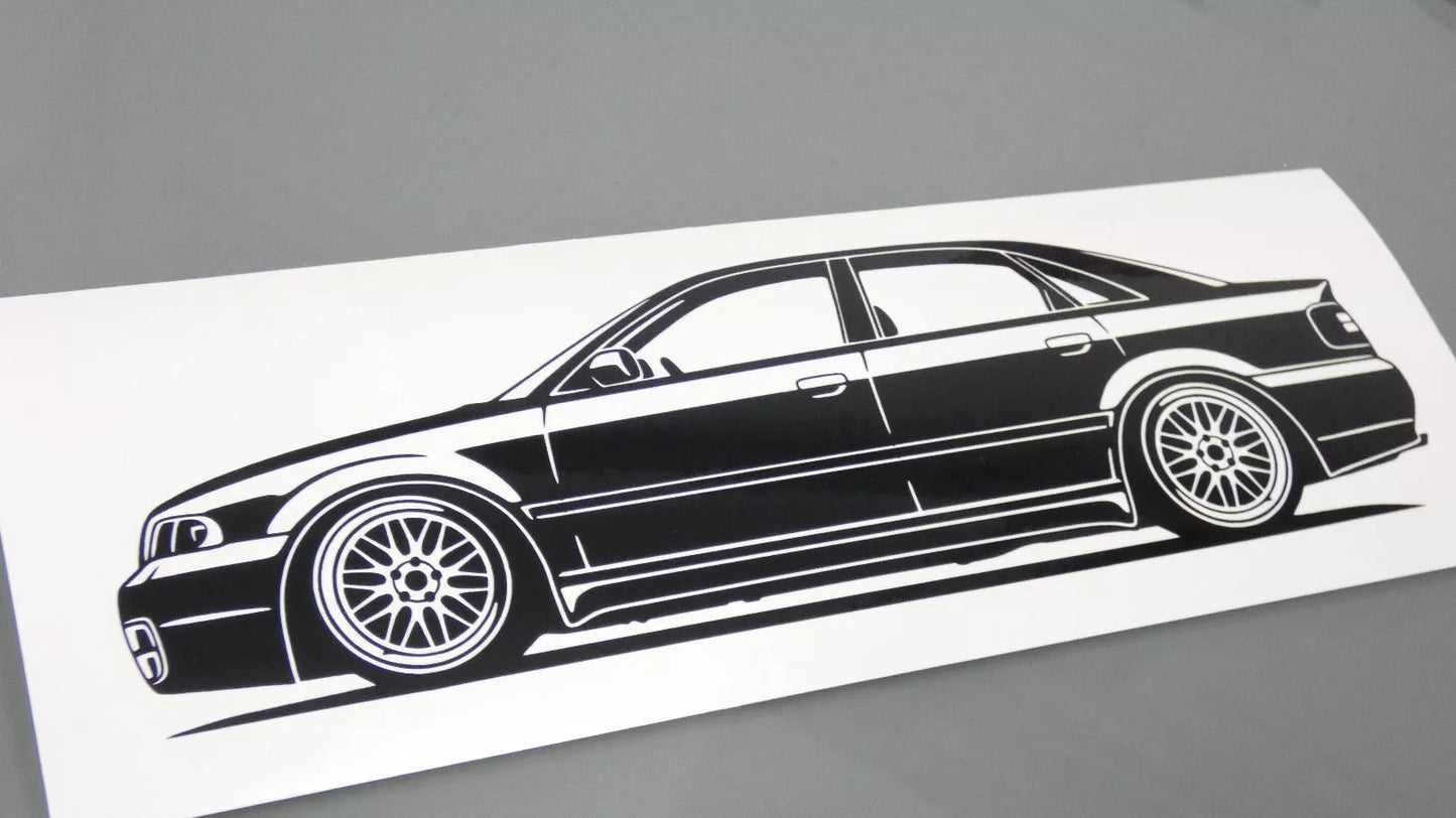 audi a4 s4 b5 limousine bbs lm felgen aufkleber sticker silhouette fahrzeugansicht links