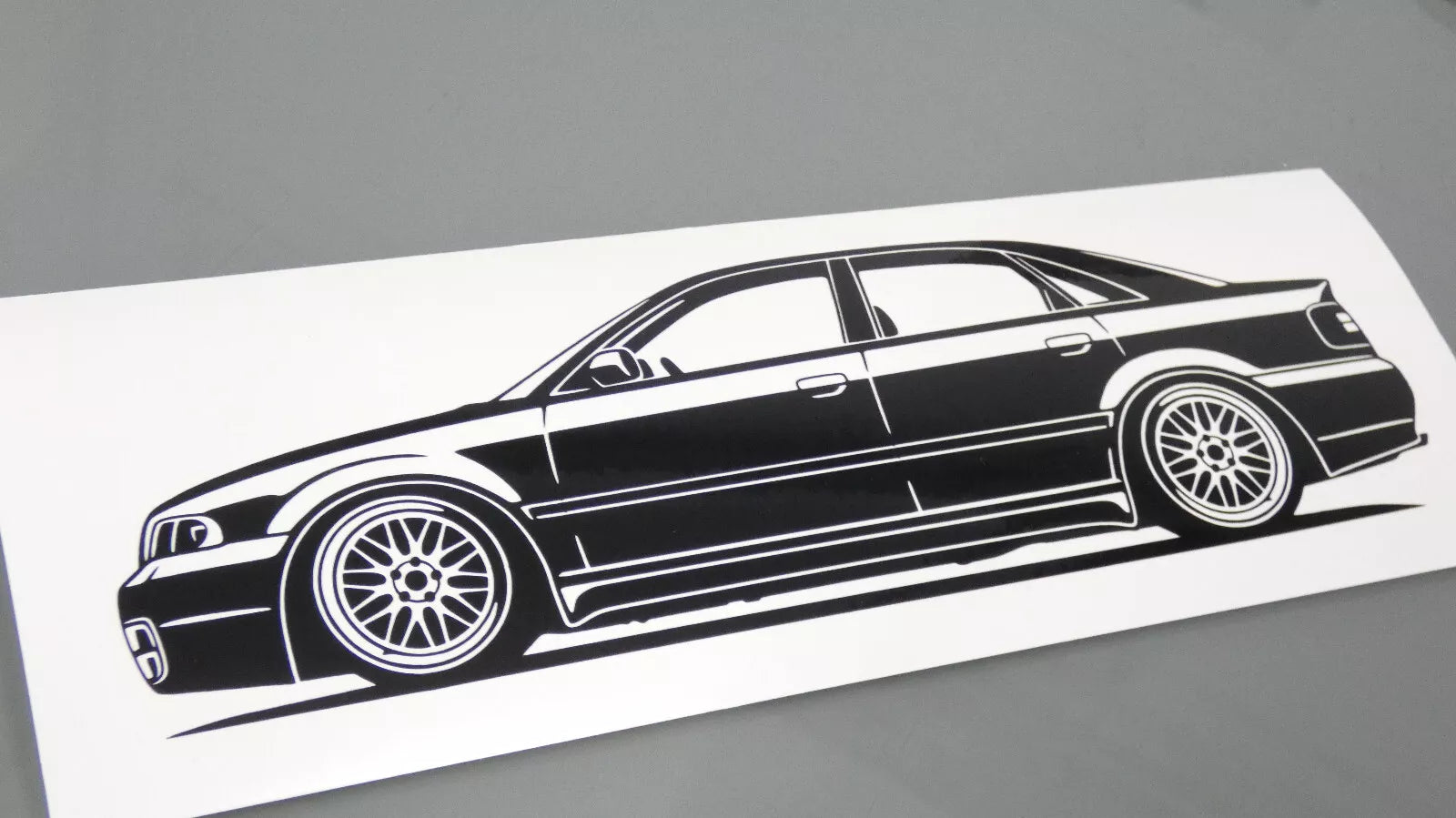 audi a4 s4 b5 limousine bbs lm felgen aufkleber sticker silhouette fahrzeugansicht links
