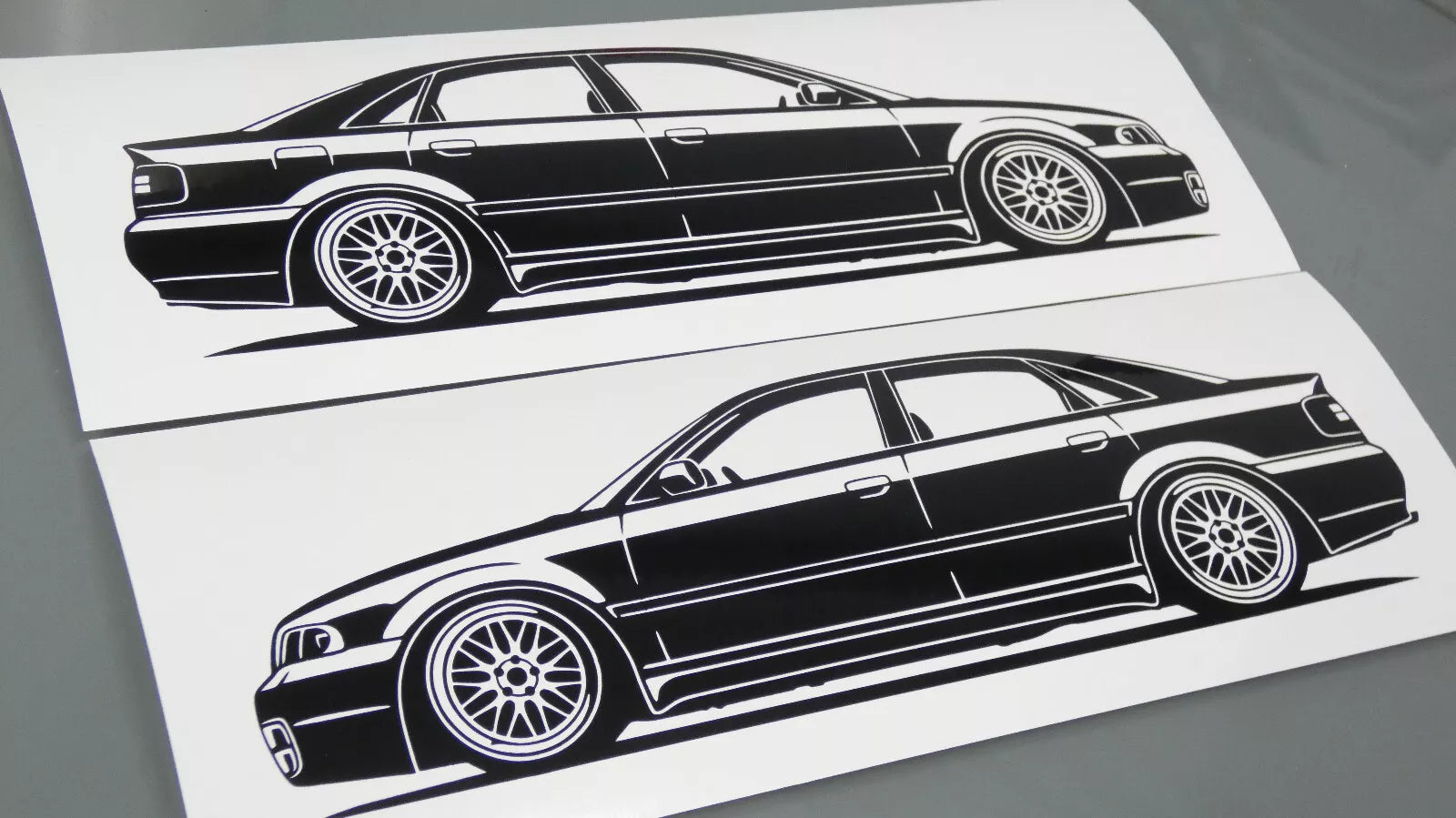 audi a4 s4 b5 limousine bbs lm felgen aufkleber sticker silhouette fahrzeugansicht links und rechts