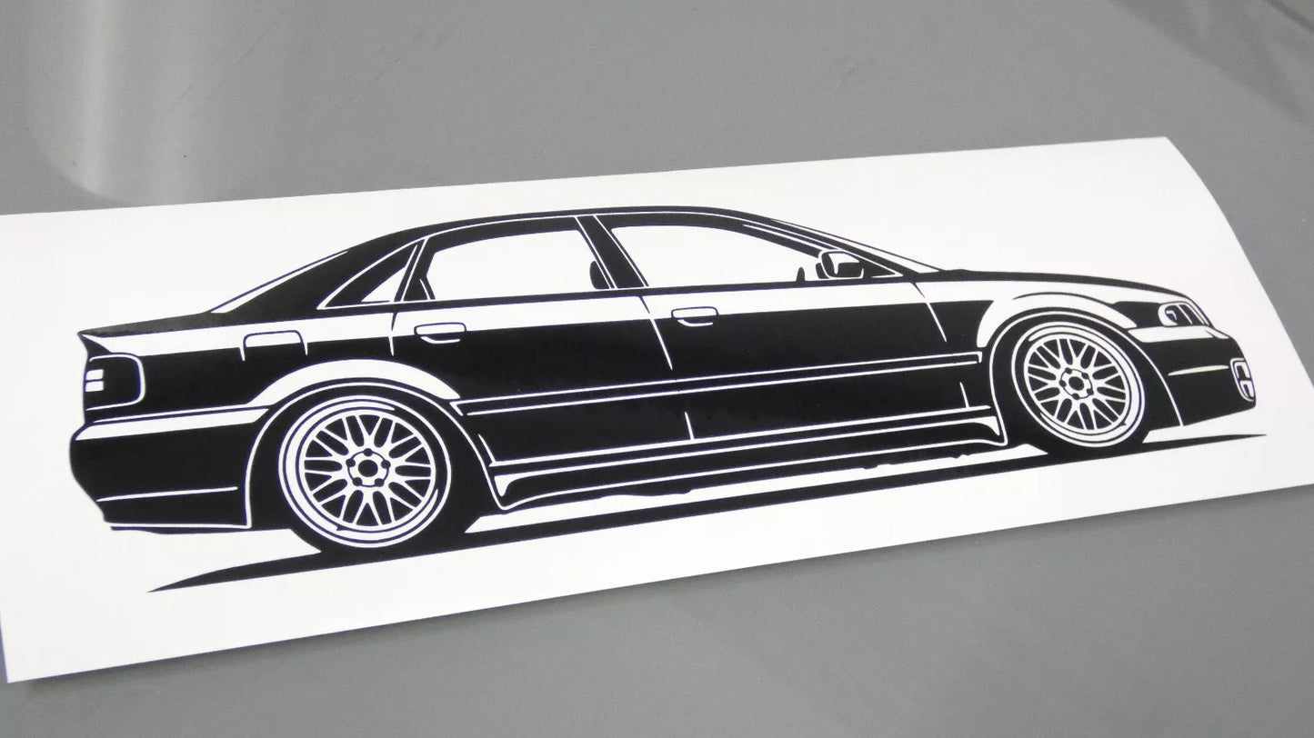 audi a4 s4 b5 limousine bbs lm felgen aufkleber sticker silhouette fahrzeugansicht rechts