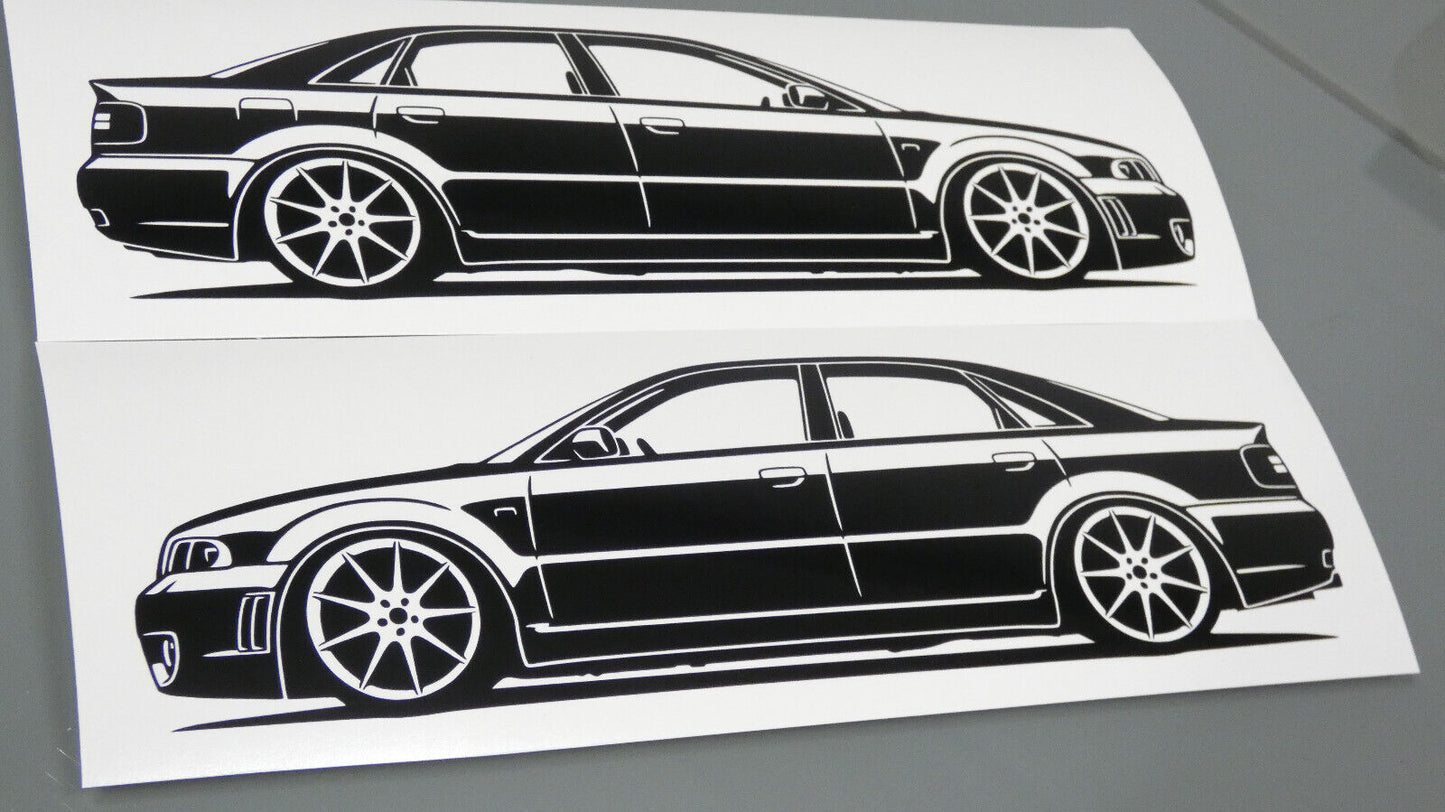audi rs4 b5 limo arlows aufkleber sticker silhouette fahrzeugseitenansicht links und rechts