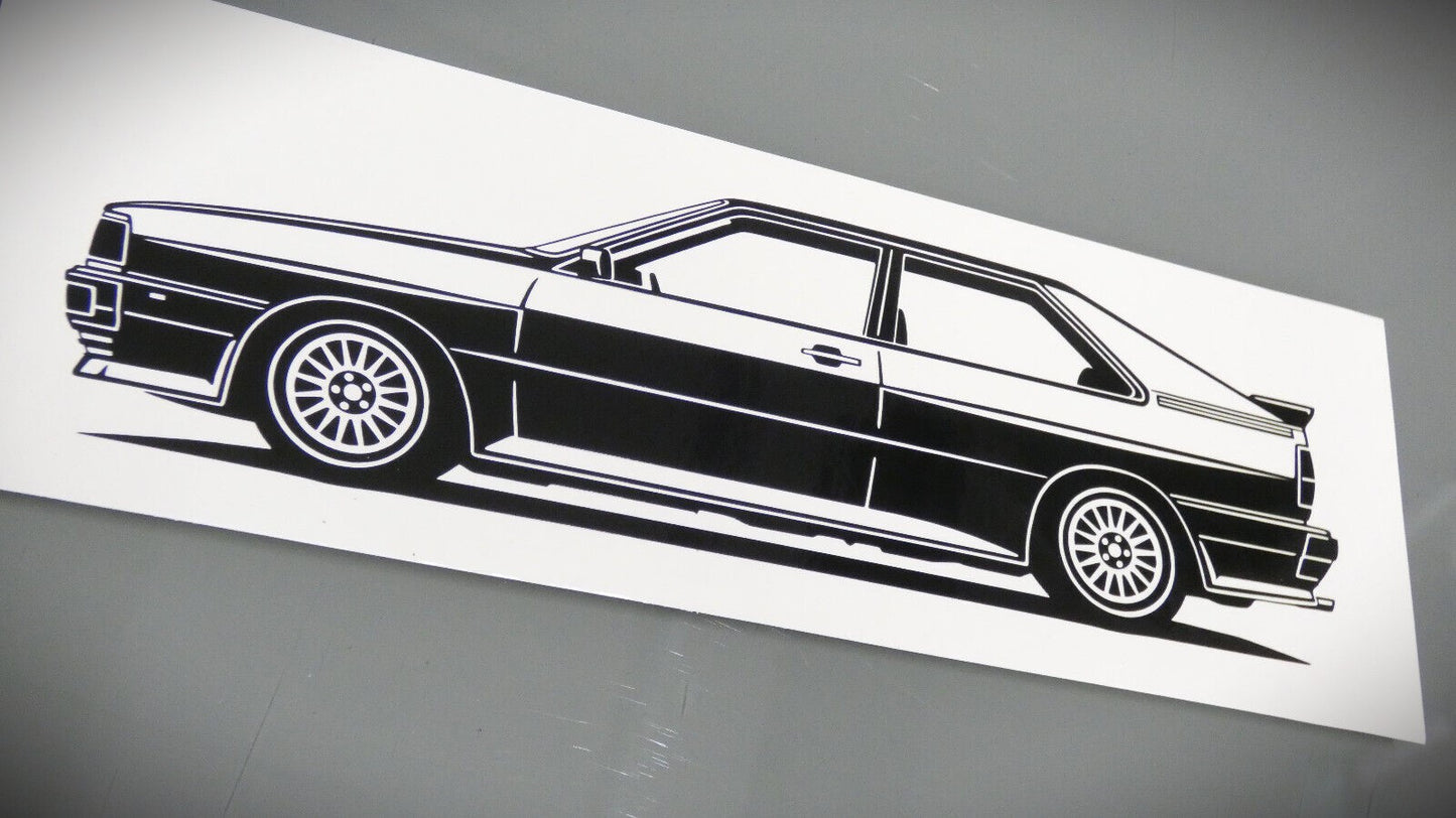 audi quattro 20V Turbo aufkleber sticker silhouette fahrzeugseitenansicht links