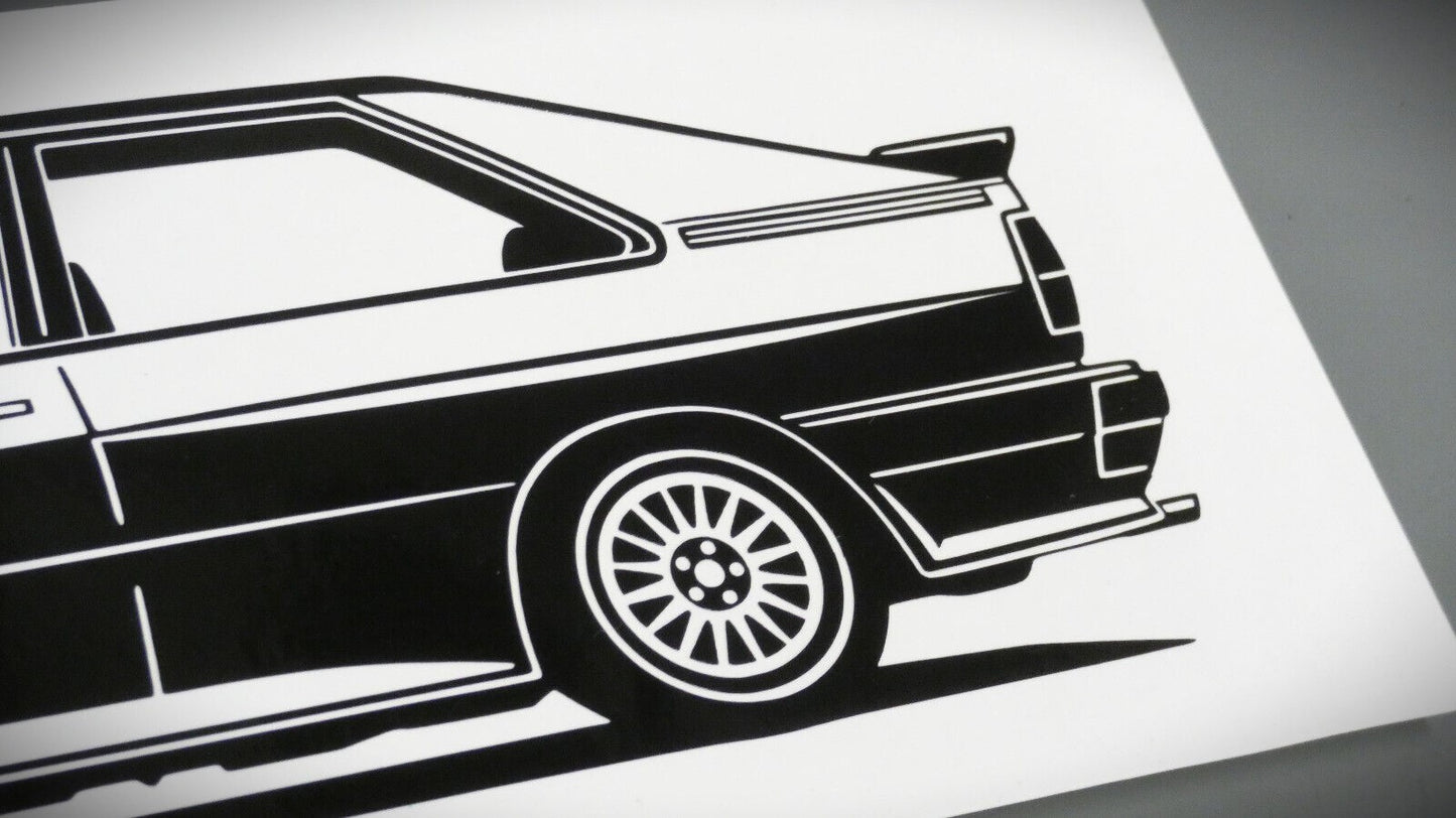 audi quattro 20V Turbo aufkleber sticker silhouette detailansicht heck