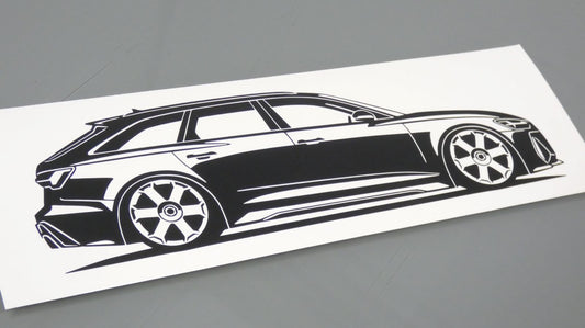 audi rs6 c8 avant aufkleber sticker silhouette fahrzeugseitenansicht rechts