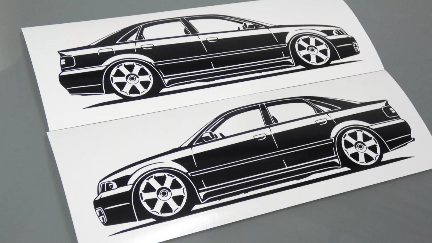 audi a4 s4 b5 limousine rotiform felgen aufkleber sticker silhouette fahrzeugansicht links und rechts