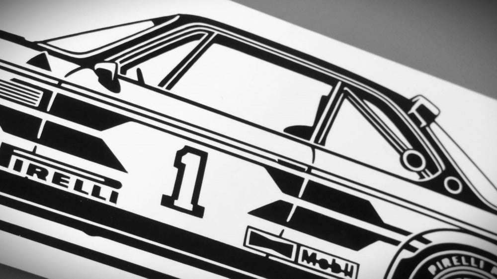 BMW E9 3.0 CSL Tourenwagen Team Itala Aufkleber Sticker Silhouette Detailansicht