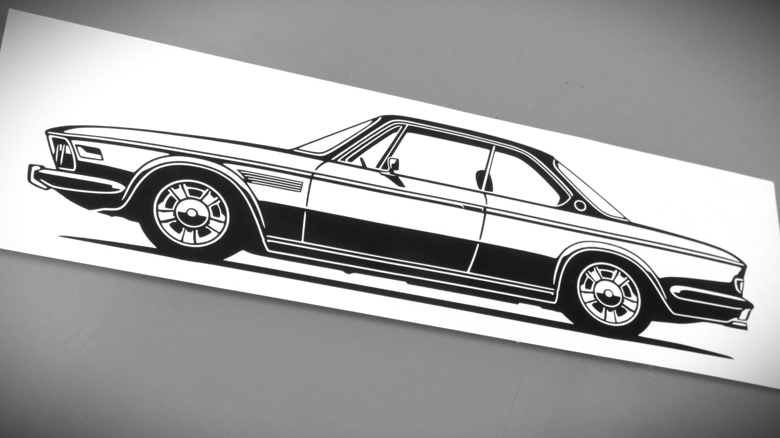 BMW E9 3.0 CS Aufkleber Sticker Silhouette Fahrzeugseitenansicht Links