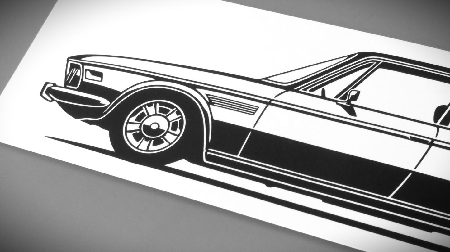 BMW E9 3.0 CS Aufkleber Sticker Silhouette Detailansicht Front