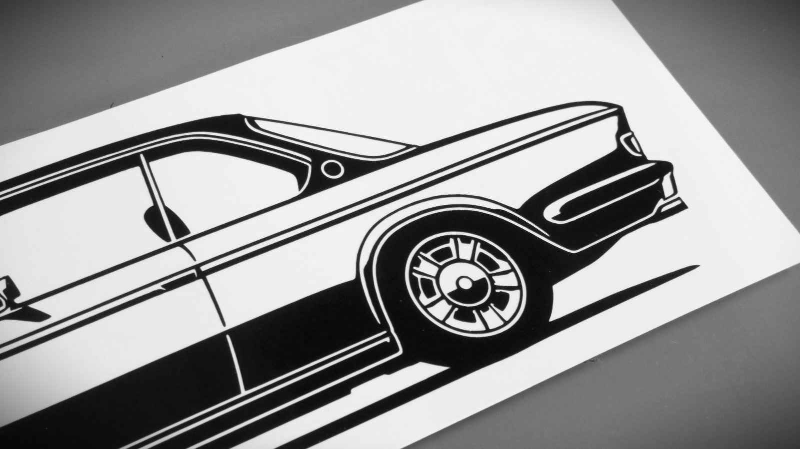 BMW E9 3.0 CS Aufkleber Sticker Silhouette Detailansicht Heck