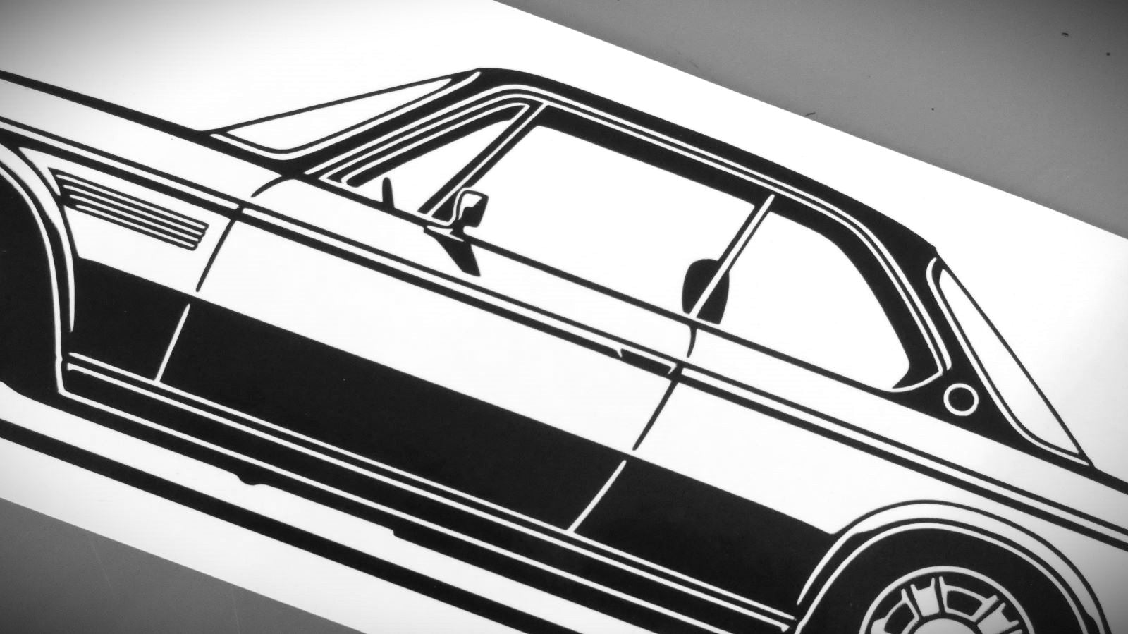 BMW E9 3.0 CS Aufkleber Sticker Silhouette Detailansicht