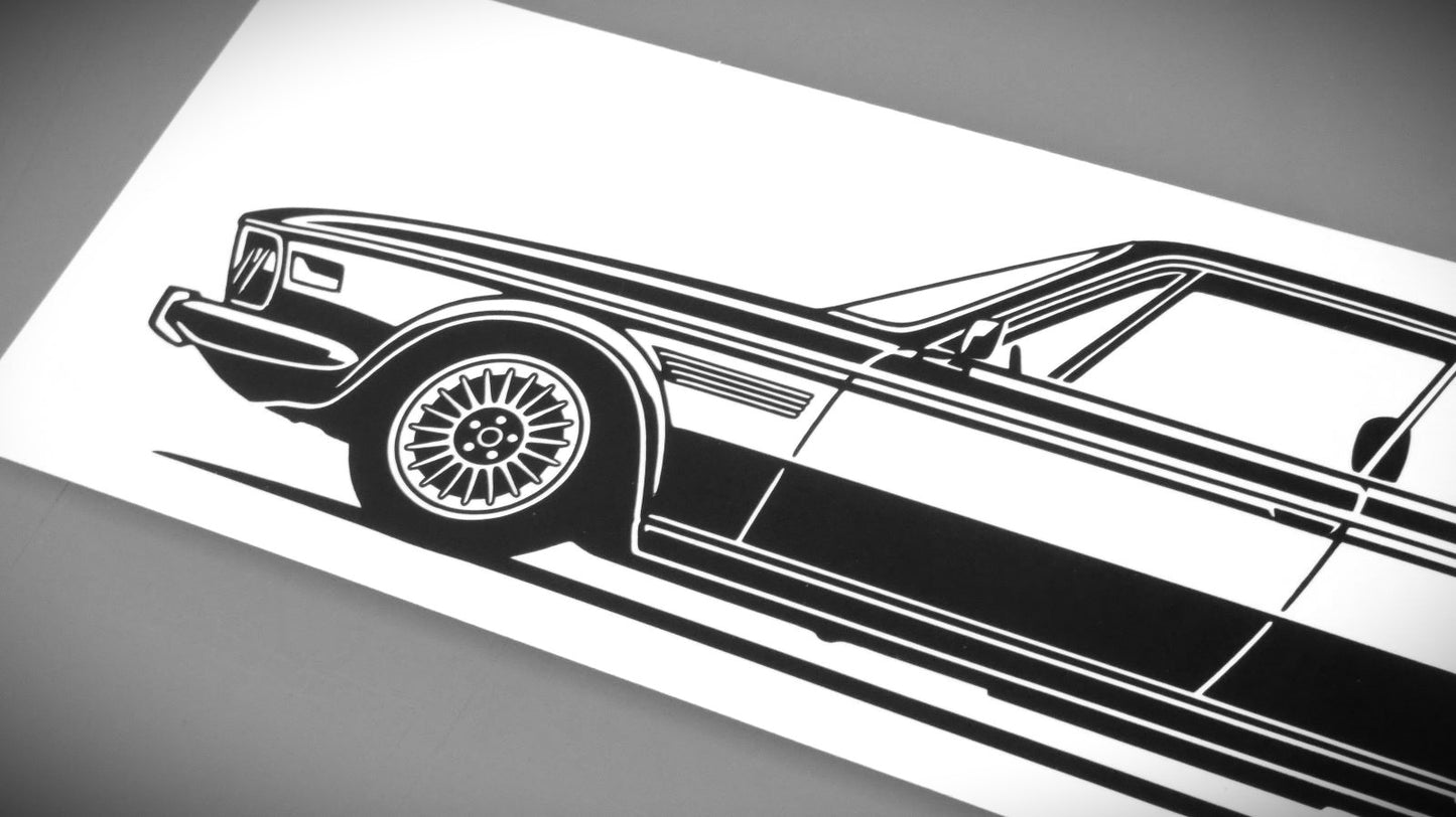 BMW E9 3.0 CSI Aufkleber Sticker Silhouette Detailansicht Front