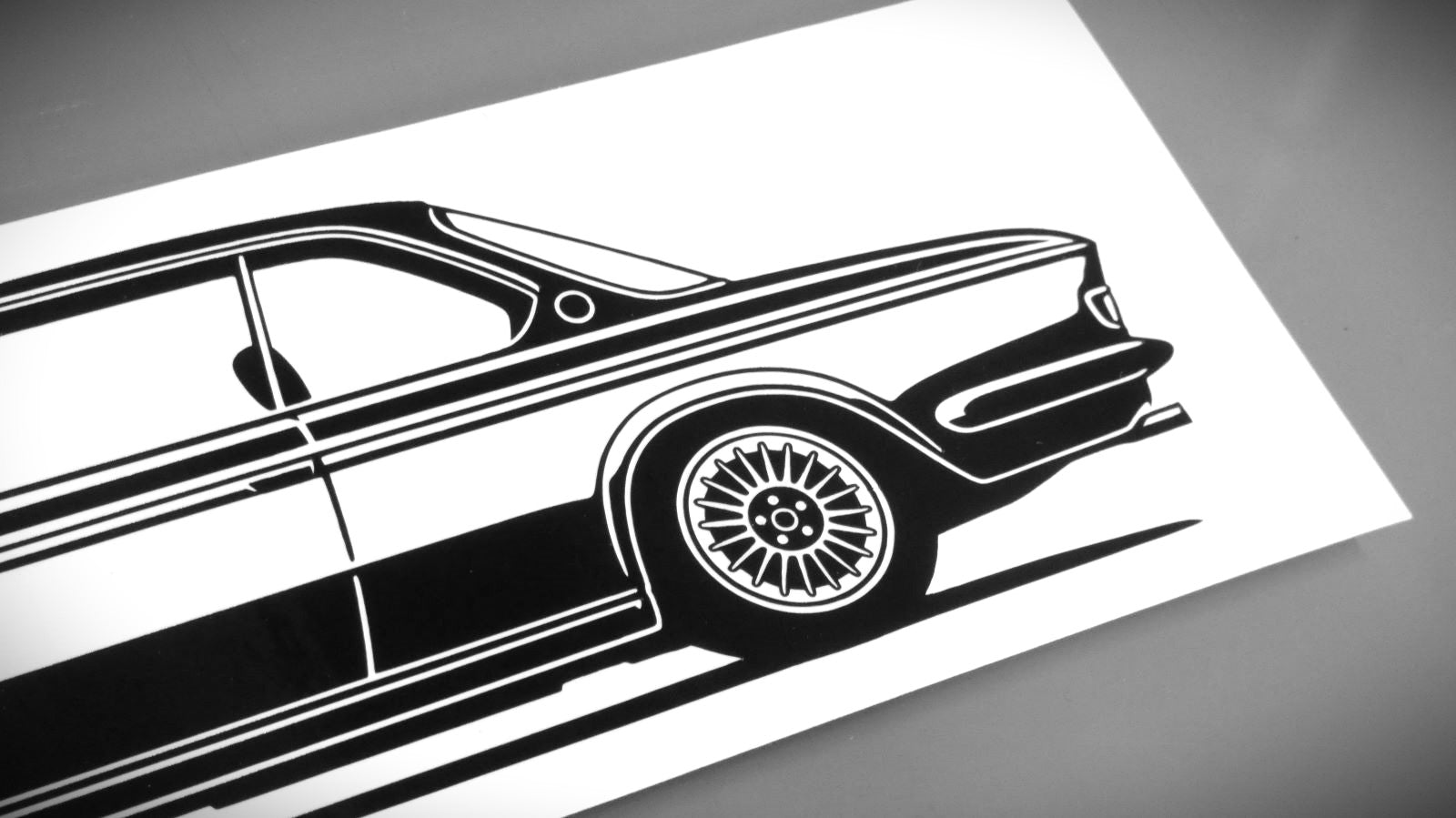 BMW E9 3.0 CSI Aufkleber Sticker Silhouette Detailansicht Heck