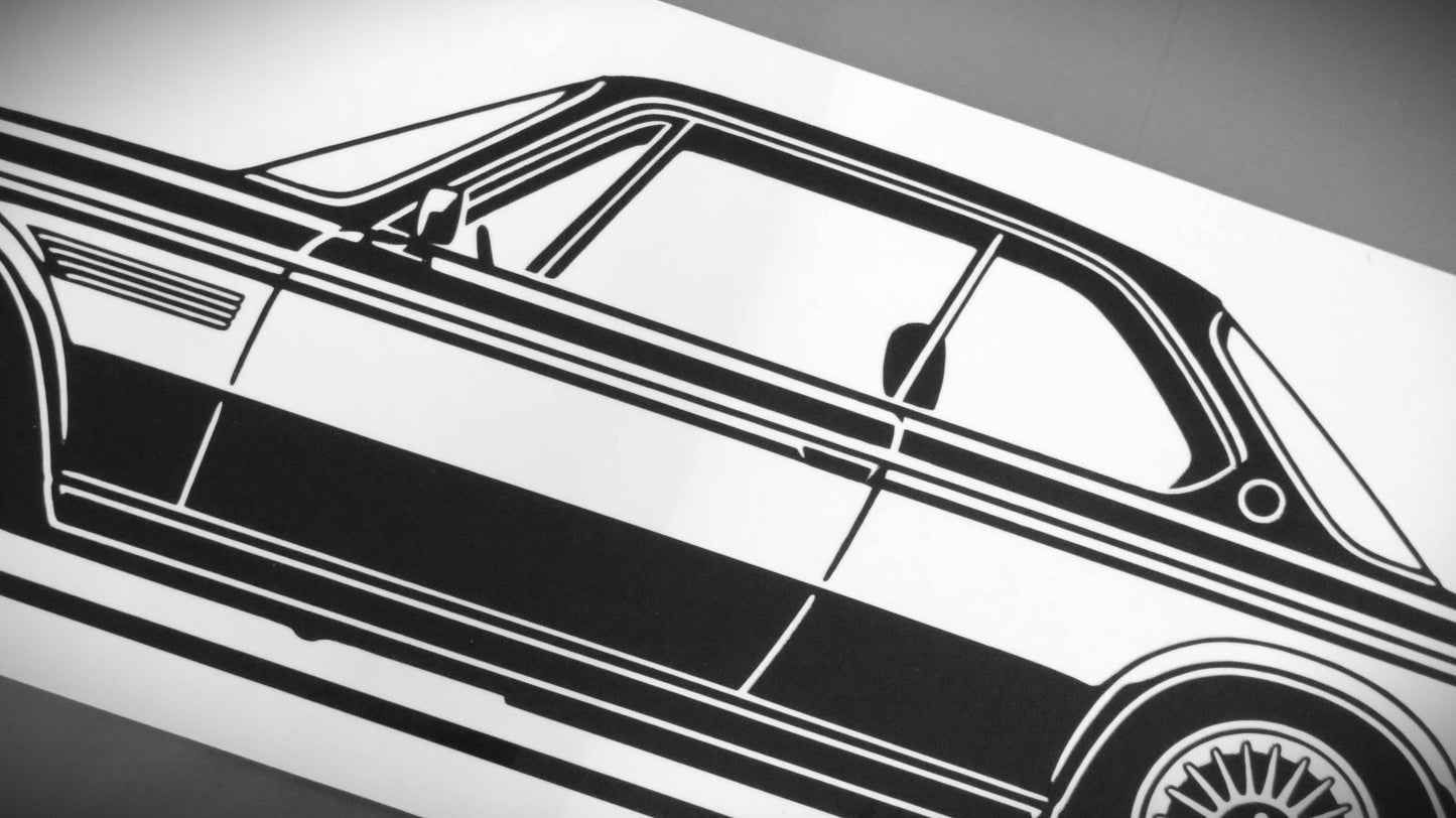 BMW E9 3.0 CSI Aufkleber Sticker Silhouette Detailansicht