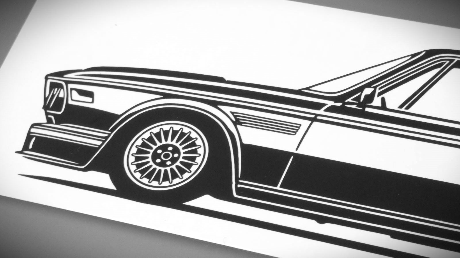 BMW E9 3.0 CSL Aufkleber Sticker Silhouette Detailansicht Front