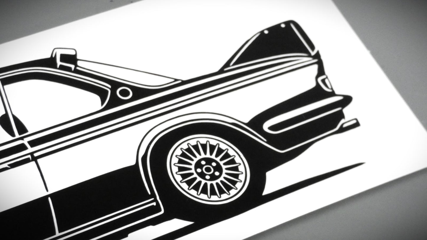 BMW E9 3.0 CSL Aufkleber Sticker Silhouette Detailansicht Heck