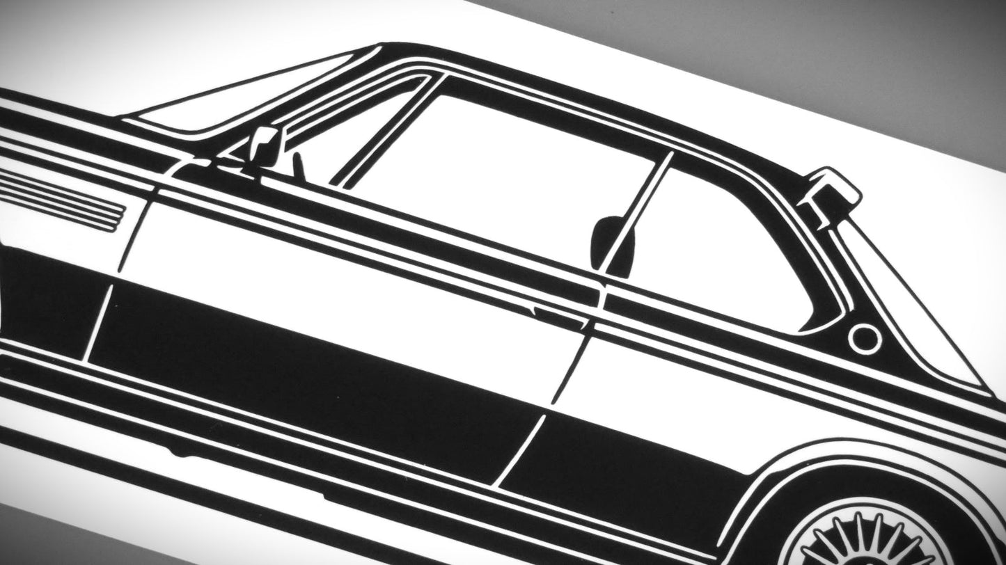 BMW E9 3.0 CSL Aufkleber Sticker Silhouette Detailansicht