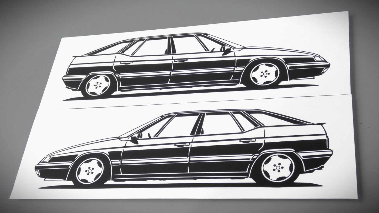 Citroen XM Y4 Etoile Felge Aufkleber Sticker Silhouette Seitenansicht Rechts und Links