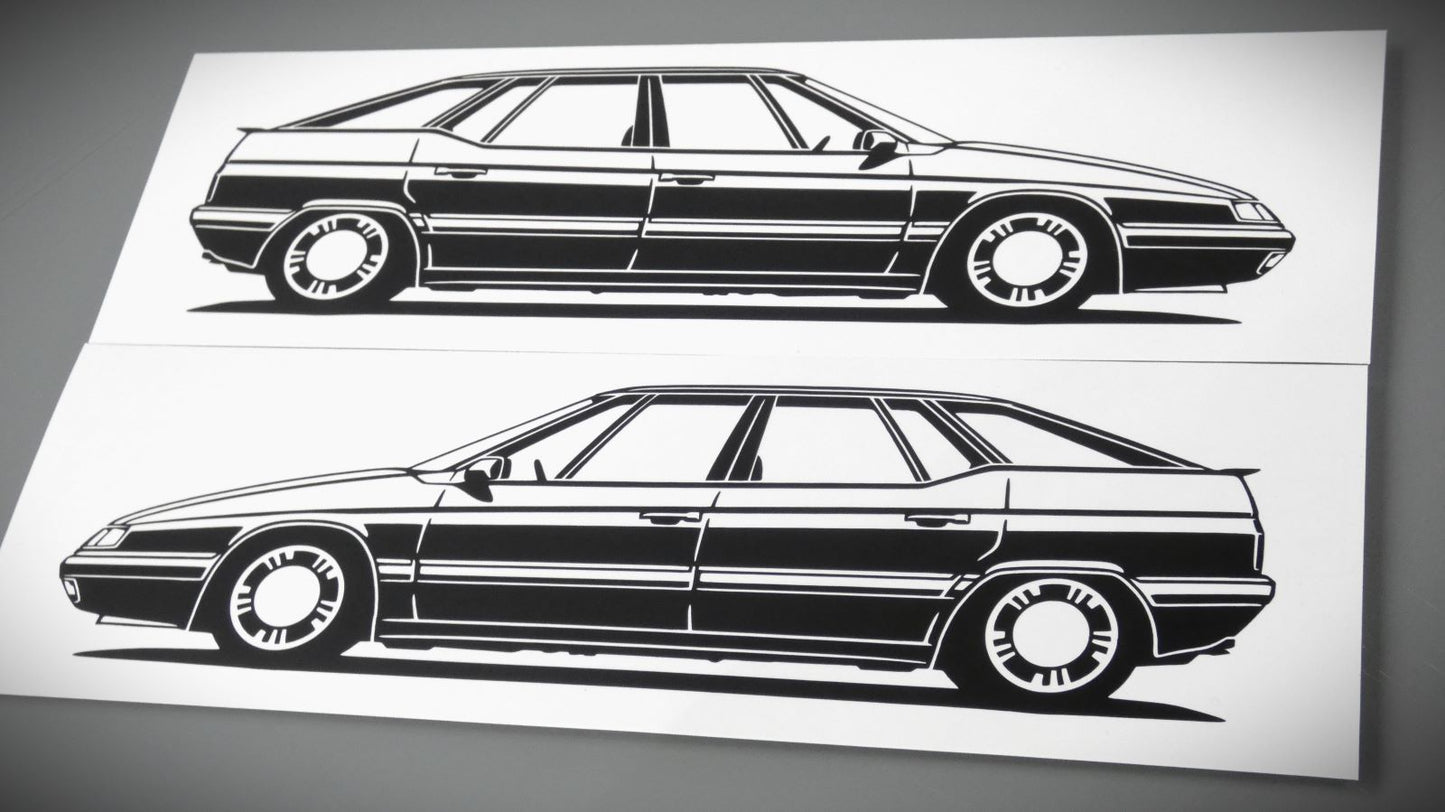 Citroen XM Y4 Italia Felge Aufkleber Sticker Silhouette Fahrzeugansicht Links und Rechts