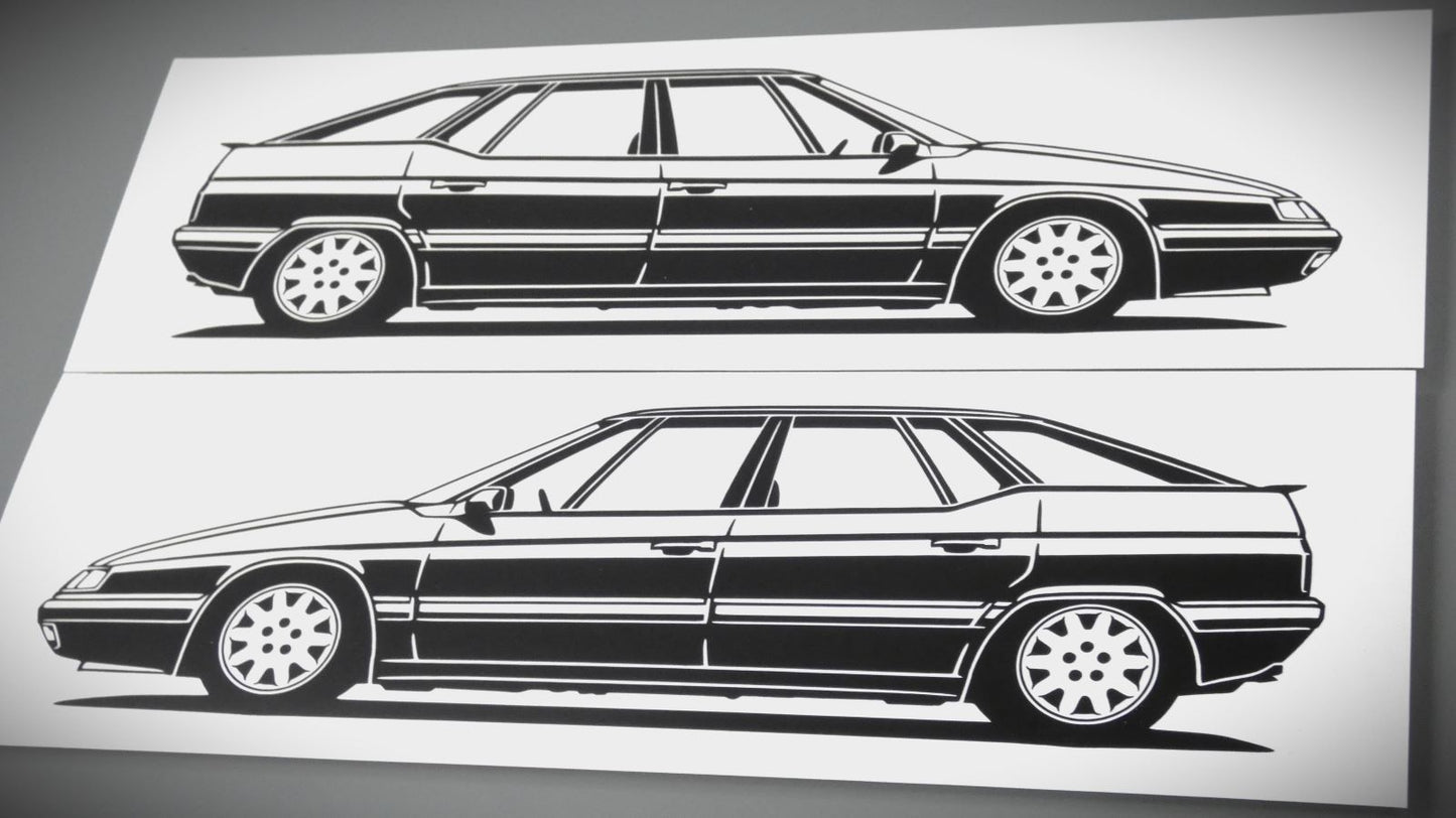 Citroen XM Y4 Monte Carlo Felge Aufkleber Sticker Silhouette Seitenansicht Links und Rechts