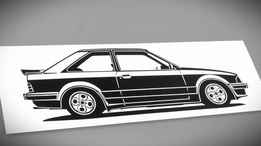 Ford Escort XR3i Aufkleber Sticker Silhouette Fahrzeugansicht Rechts