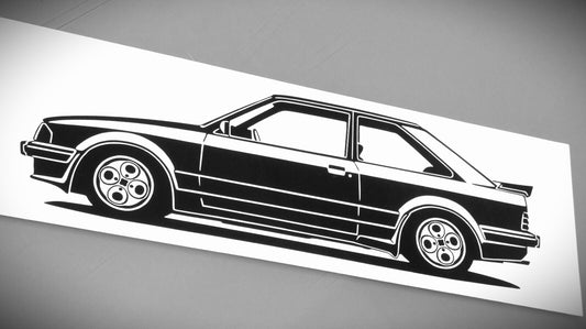 Ford Escort XR3i Aufkleber Sticker Silhouette Fahrzeugansicht Links