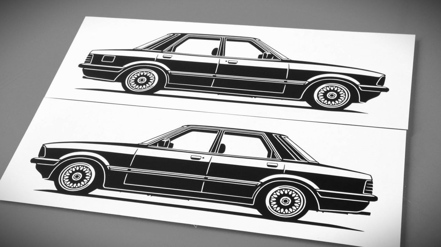Ford Taunus TC 80 Aufkleber Sticker Silhouette Fahrzeugansicht Links und Rechts