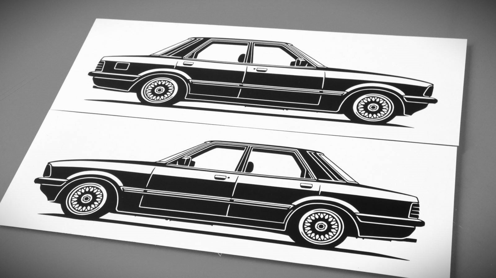 Ford Taunus TC 80 Aufkleber Sticker Silhouette Fahrzeugansicht Links und Rechts