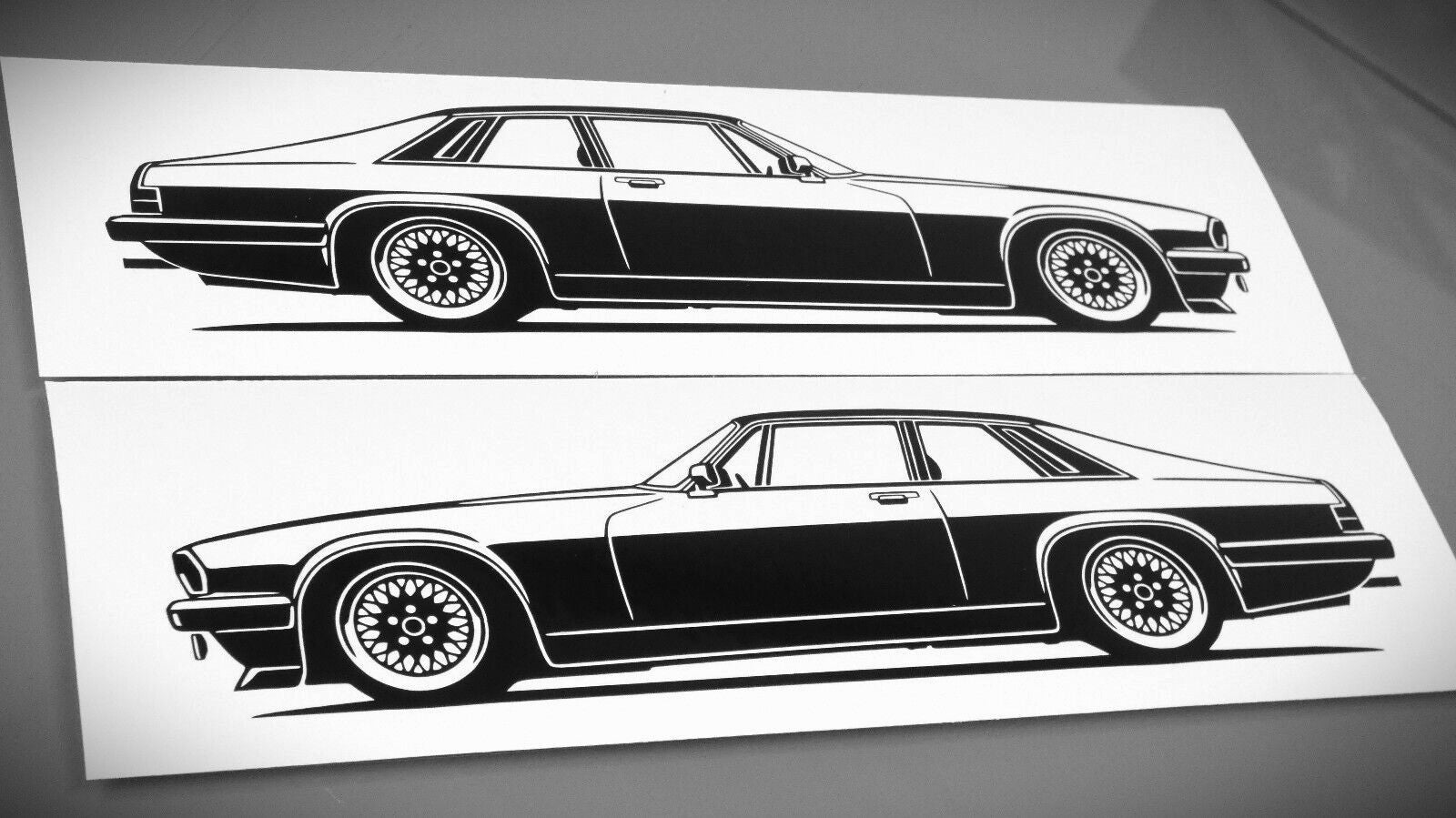 Jaguar XJS Coupé Aufkleber Sticker Silhouette Fahrzeugansicht Links und Rechts