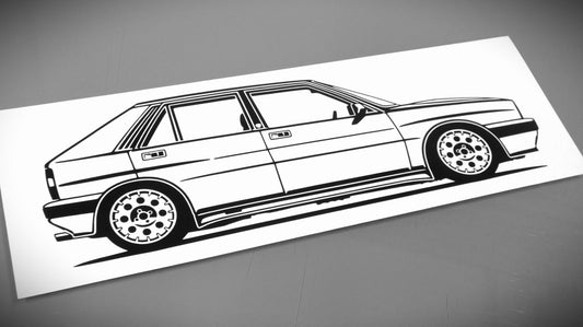 Lancia Delta HF Integrale 16V Aufkleber Sticker Silhouette Fahrzeugansicht Rechts