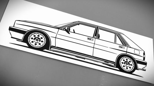 Lancia Delta HF Integrale 16V Aufkleber Sticker Silhouette Fahrzeugansicht Links