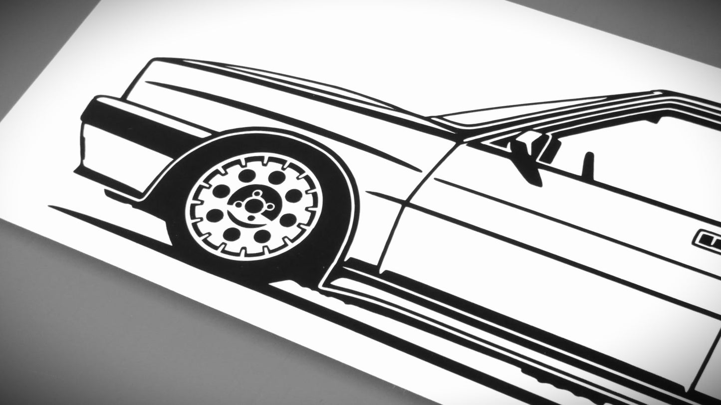 Lancia Delta HF Integrale 16V Aufkleber Sticker Silhouette Detailansicht Front
