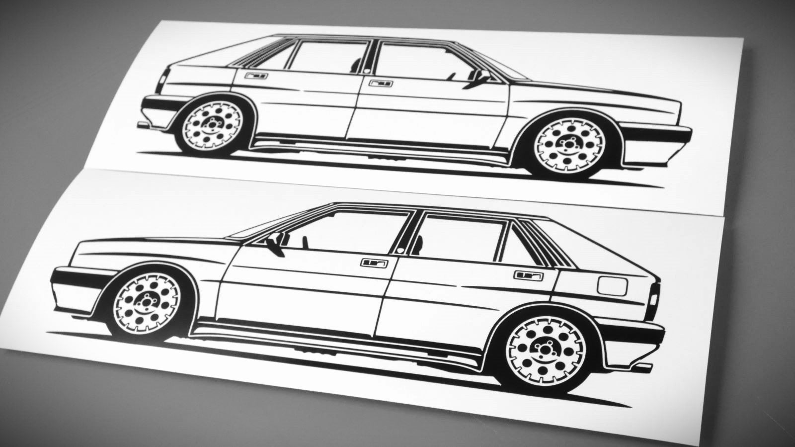 Lancia Delta HF Integrale 8V Aufkleber Sticker Silhouette Fahrzeugansicht Links und Rechts