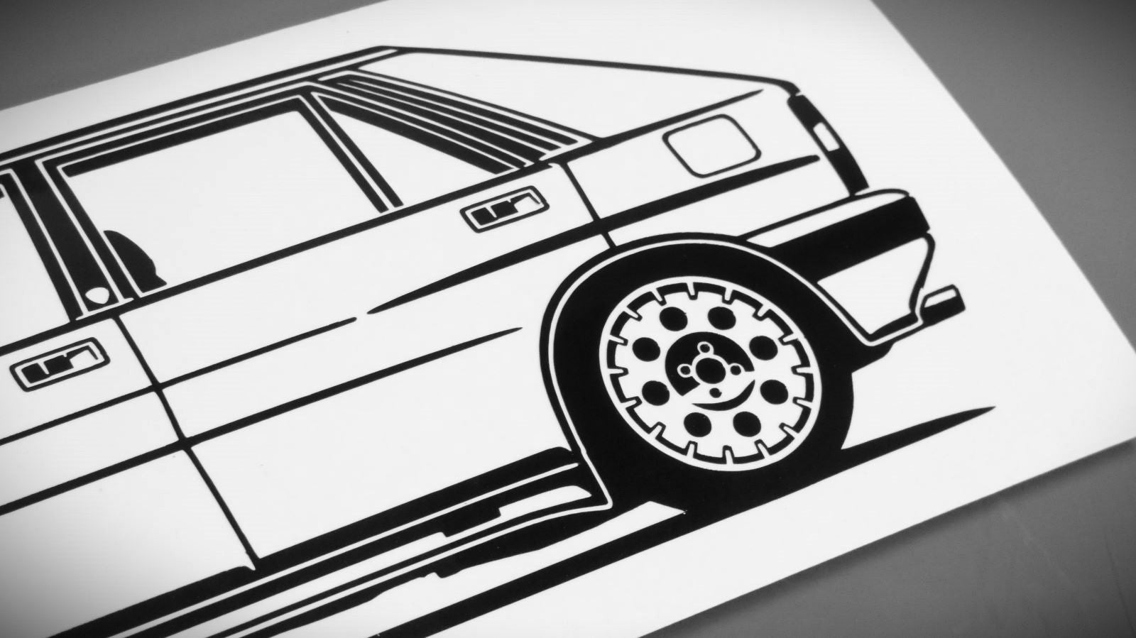 Lancia Delta HF Integrale 8V Aufkleber Sticker Silhouette Detailansicht Heck