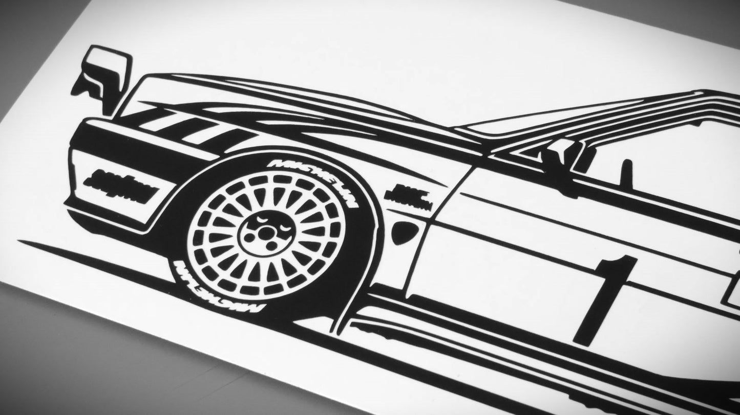 Lancia Delta HF Integrale 16V Gruppe A Aufkleber Sticker Silhouette Detailansicht Front
