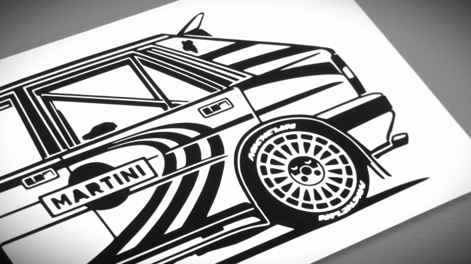 Lancia Delta HF Integrale 16V Gruppe A Aufkleber Sticker Silhouette Detailansicht Heck