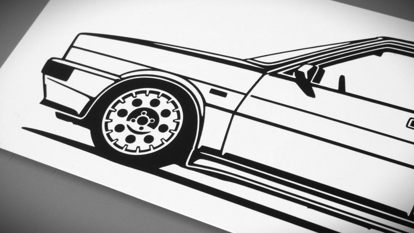 Lancia Delta HF Turbo Aufkleber Sticker Silhouette Detailansicht Front
