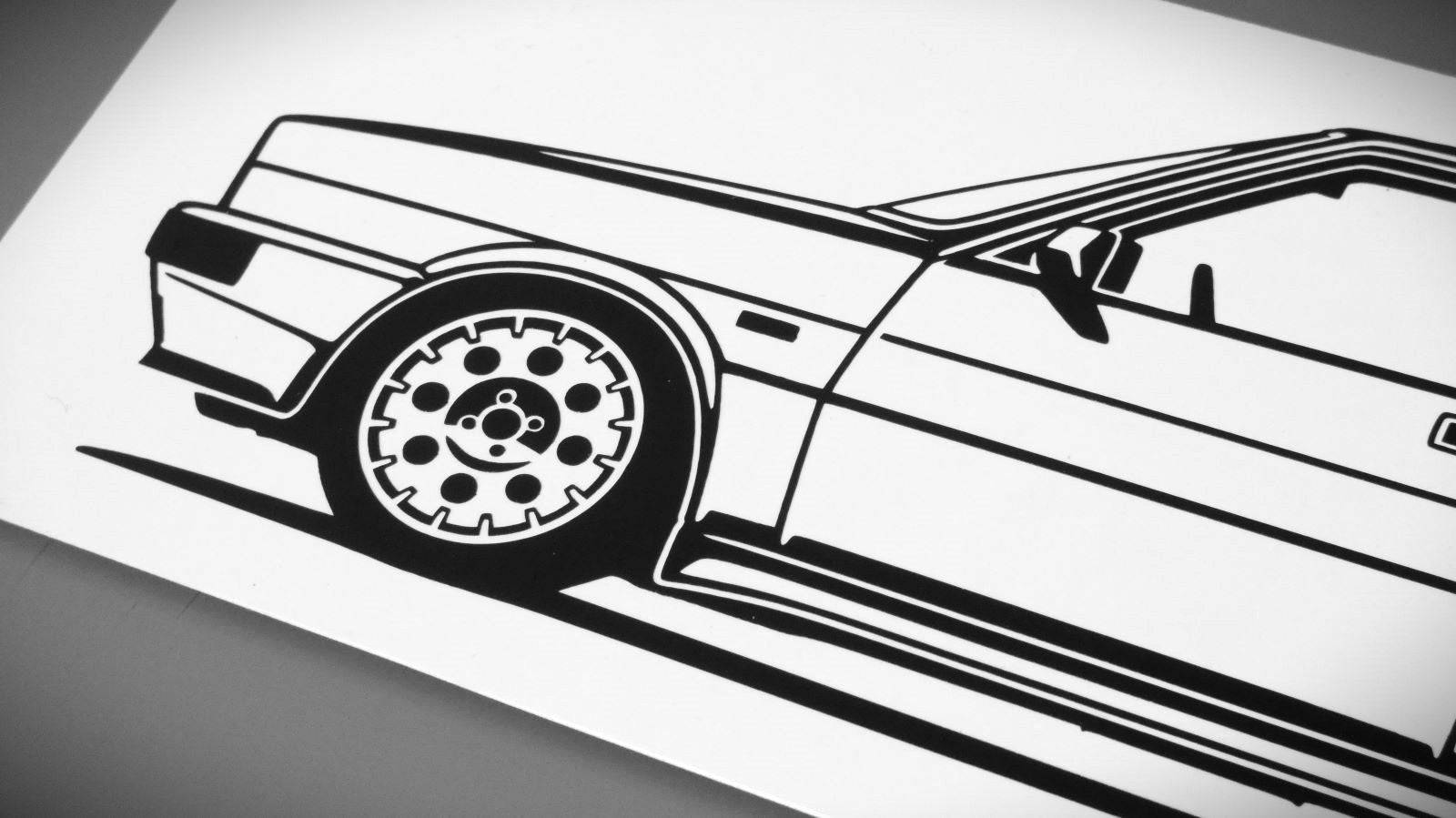 Lancia Delta HF Turbo Aufkleber Sticker Silhouette Detailansicht Front