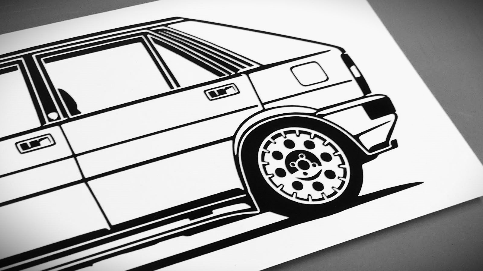 Lancia Delta HF Turbo Aufkleber Sticker Silhouette Detailansicht Heck