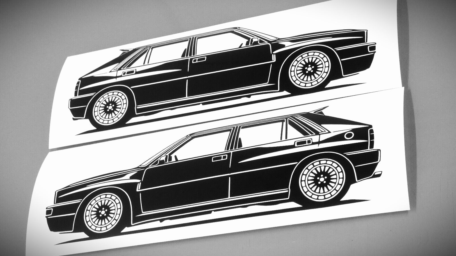 Lancia Delta HF Integrale Tuning Aufkleber Sticker Silhouette Fahrzeugansicht Links und Rechts