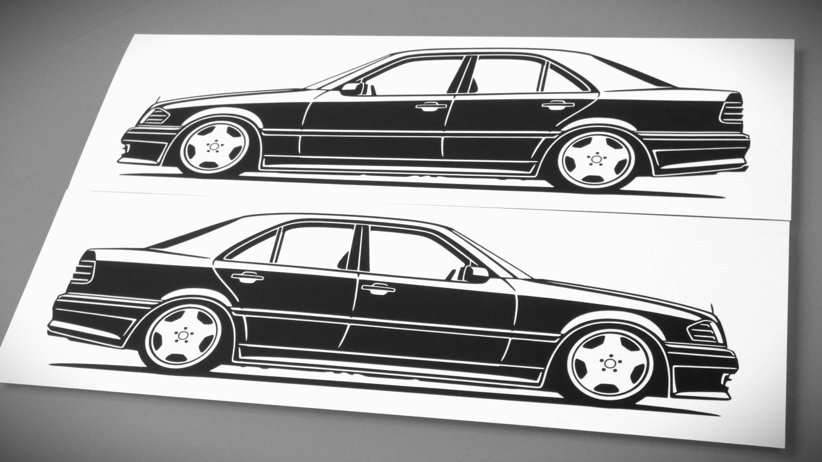 Mercedes Benz W202 C36 AMG C-Klasse Aufkleber Sticker Silhouette Fahrzeugansicht Links und Rechts
